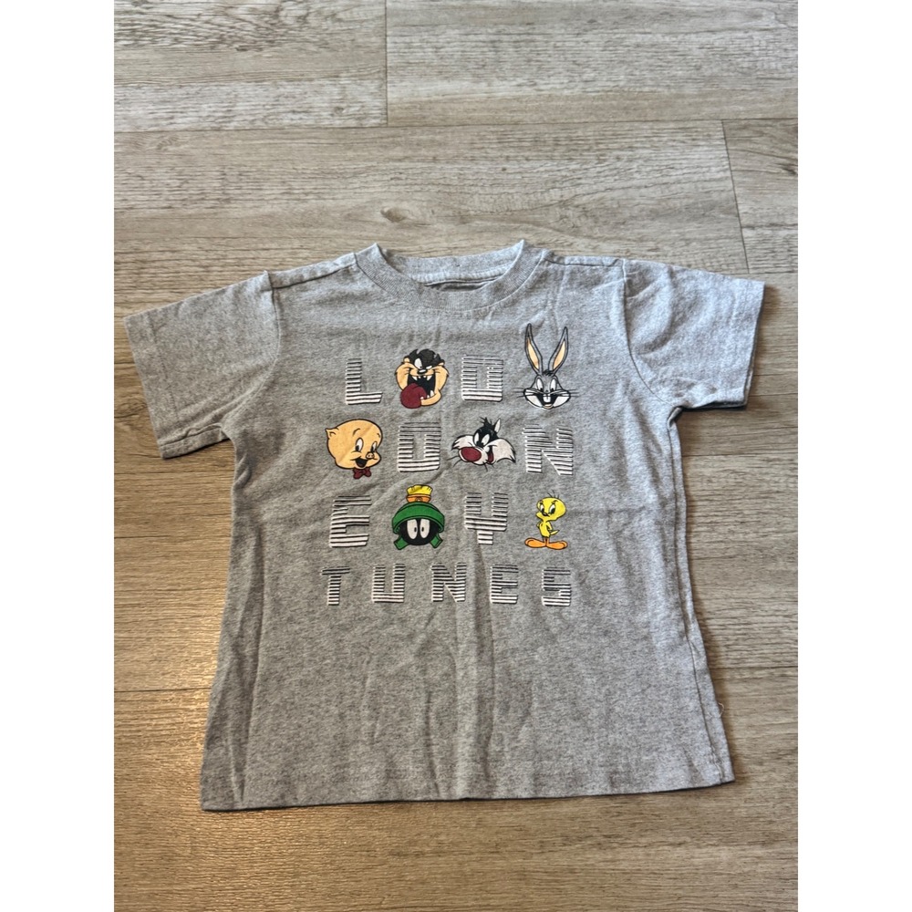 Looney Tunes Kids Heather Grey Graphic T-Shirt Bugs Bunny Tweety Taz 4T